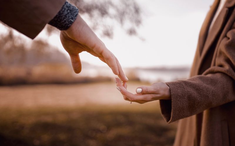 Couple holding hand. Happy Valentine's Day